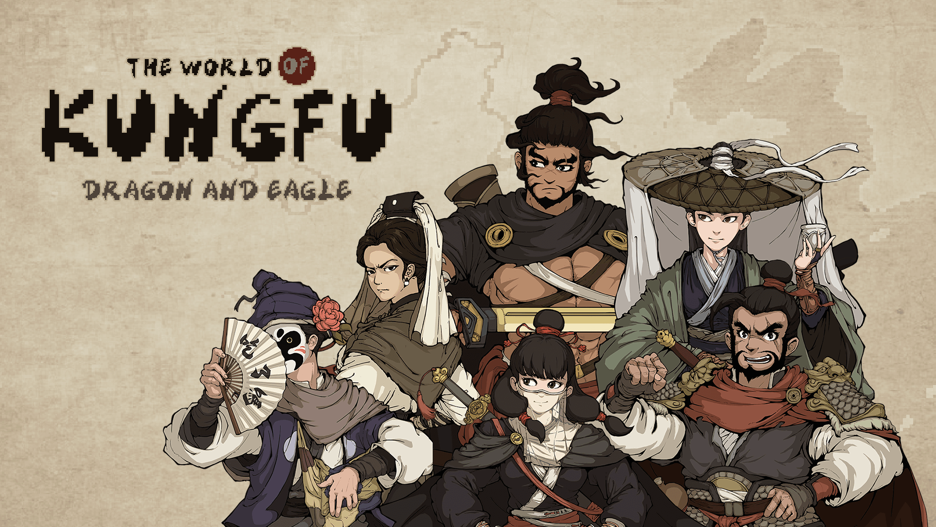 Dynamic martial art masters in The World of Kungfu, a story-driven wuxia RPG set in ancient China